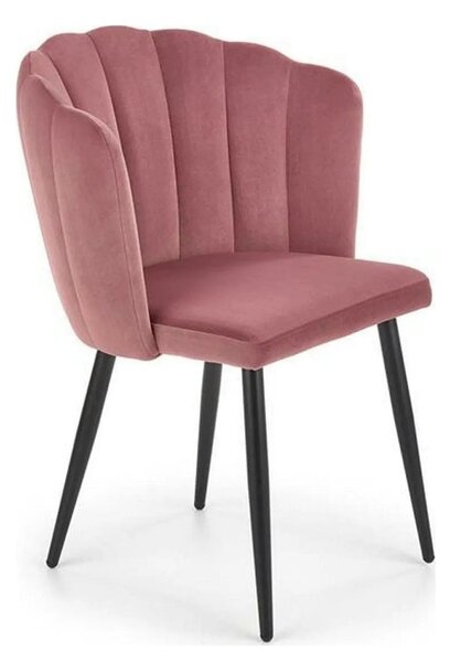 Scaun tapitat K386, roz/negru, stofa catifelat/metal, 60x58x84 cm