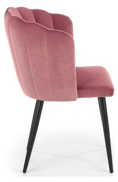 Scaun tapitat K386, roz/negru, stofa catifelat/metal, 60x58x84 cm