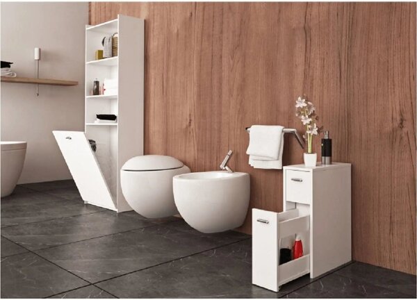 Dulap baie NATALI TYP 8, alb, DTD laminat, cu 2 sertare, 45x20x61 cm