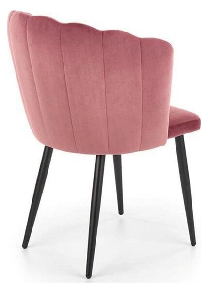 Scaun tapitat K386, roz/negru, stofa catifelat/metal, 60x58x84 cm