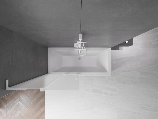 Mexen Velar L, paravan de baie glisant cu 2 aripi 90 x 150 cm, sticlă mată 8 mm, alb mat, 896-090-003-31-20