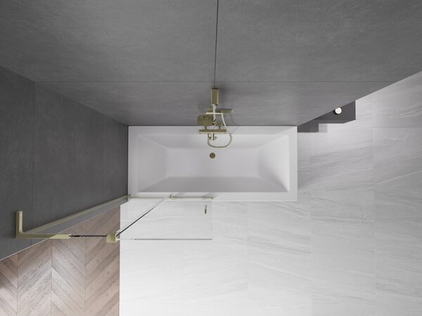 Mexen Velar L, paravan de baie glisant cu 2 aripi 90 x 150 cm, sticlă transparentă de 8 mm, profil auriu lucios, 896-090-003-01-50