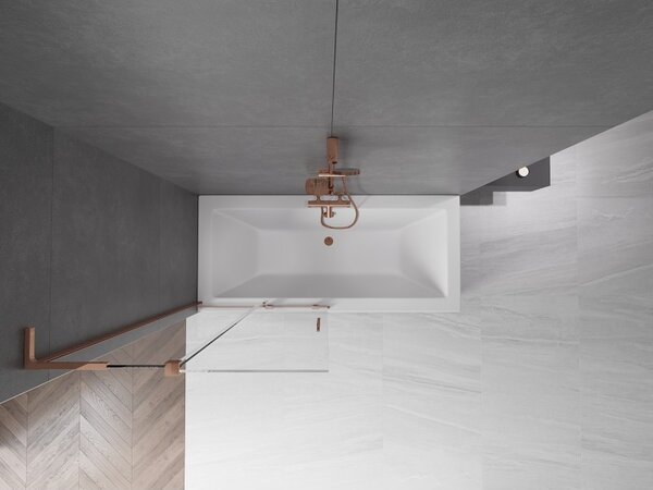 Mexen Velar L, paravan de baie glisant cu 2 aripi 90 x 150 cm, sticlă transparentă de 8 mm, aur roz, 896-090-003-01-60