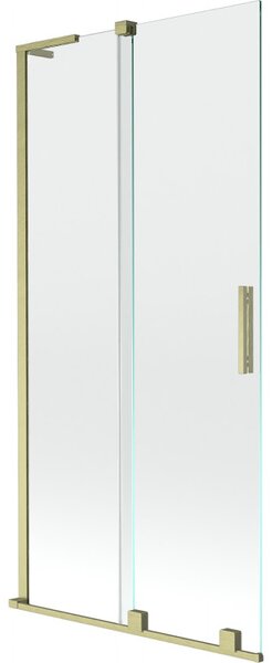 Mexen Velar L, paravan de baie glisant cu 2 aripi 90 x 150 cm, sticlă transparentă de 8 mm, profil auriu mat, 896-090-003-01-55