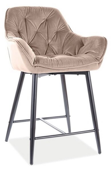 Scaun bar living CHERRY H-2, bej - Bluvel 28/negru mat, stofa catifela