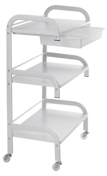 Suport etajat cosmetice, 3 rafturi, tava depozitare, roti transport, inaltime 83 cm