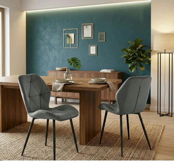 Scaun bucatarie material textil/metal K453, gri, 48x53x86 cm