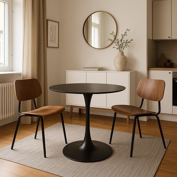 Masă de dining AVENBERG ORBIS Ø80 negru