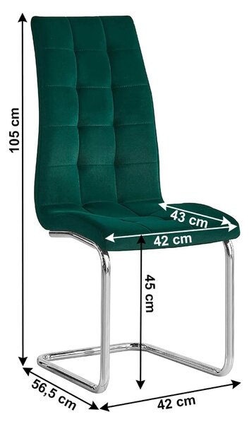 Scaun bucatarie SALOMA NEW, stofa catifelata verde, 42x56,5x105 cm