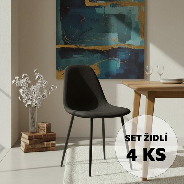 Set - 4 scaune de dining AVENBERG RIVA - Negru