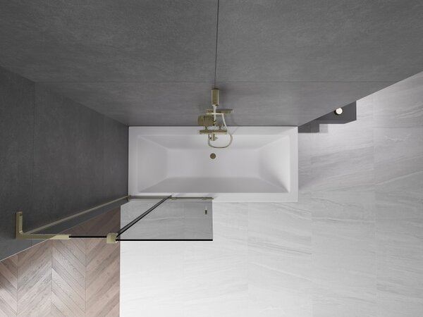 Mexen Velar L, paravan de baie glisant cu 2 aripi 90 x 150 cm, sticla gri 8 mm, auriu lucios, 896-090-003-41-50
