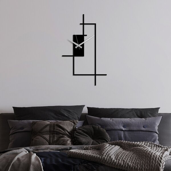 Ceas de perete decorativ din metal Corner Negru 49x30 cm