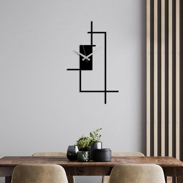 Ceas de perete decorativ din metal Corner Negru 49x30 cm