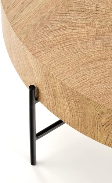 Masuta cafea BROOKLYN, stejar natural/negru, 80x80x37 cm