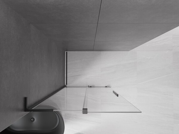Mexen Velar L, paravan de duș glisant Walk-in 90 x 200 cm, sticlă transparentă de 8 mm, negru mat, 871-090-003-03-70