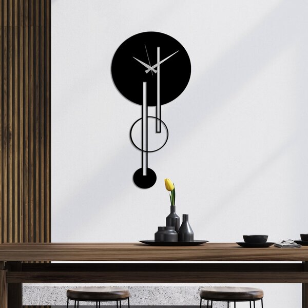 Ceas de perete decorativ din metal Full Negru 62x32 cm