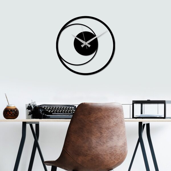 Ceas de perete decorativ din metal Circle Negru 49x49 cm