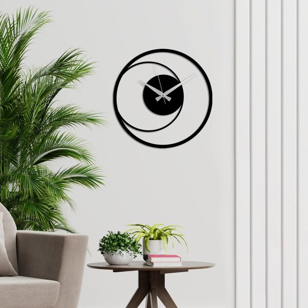 Ceas de perete decorativ din metal Circle Negru 49x49 cm
