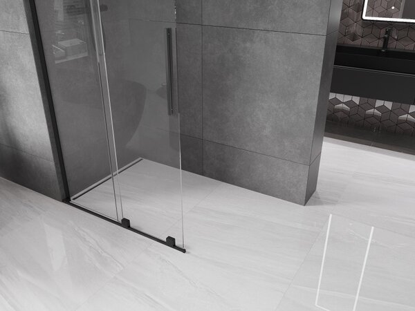 Mexen Velar L, paravan de duș glisant Walk-in 90 x 200 cm, sticlă transparentă de 8 mm, negru mat, 871-090-003-03-70