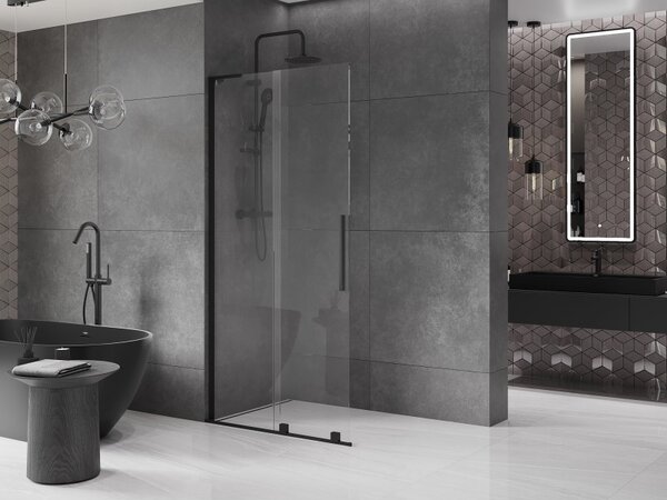 Mexen Velar L, paravan de duș glisant Walk-in 90 x 200 cm, sticlă transparentă de 8 mm, negru mat, 871-090-003-03-70