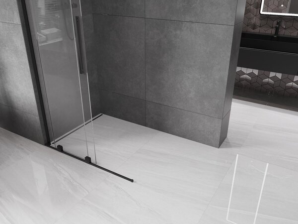 Mexen Velar L, paravan de duș glisant Walk-in 90 x 200 cm, sticlă transparentă de 8 mm, negru mat, 871-090-003-03-70