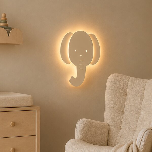 Lampă de perete pentru copii bej, cu LED, cu 3 trepte de intensitate luminoasă - Ellie the Elephant