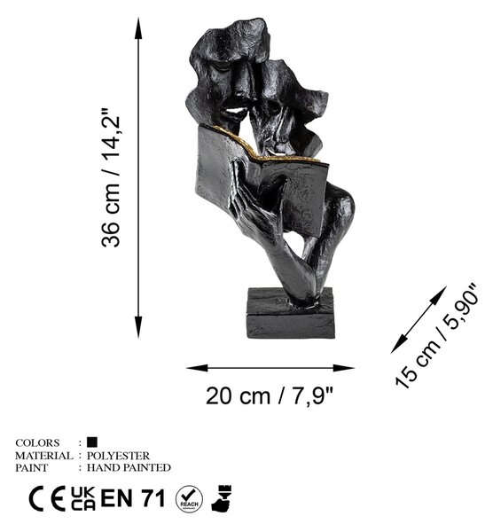 Obiect decorativ Lecteur Negru 20x36x15 cm