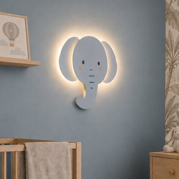 Lampă de perete pentru copii albastră, incl. LED, cu 3 trepte de intensitate luminoasă - Ellie the Elephant