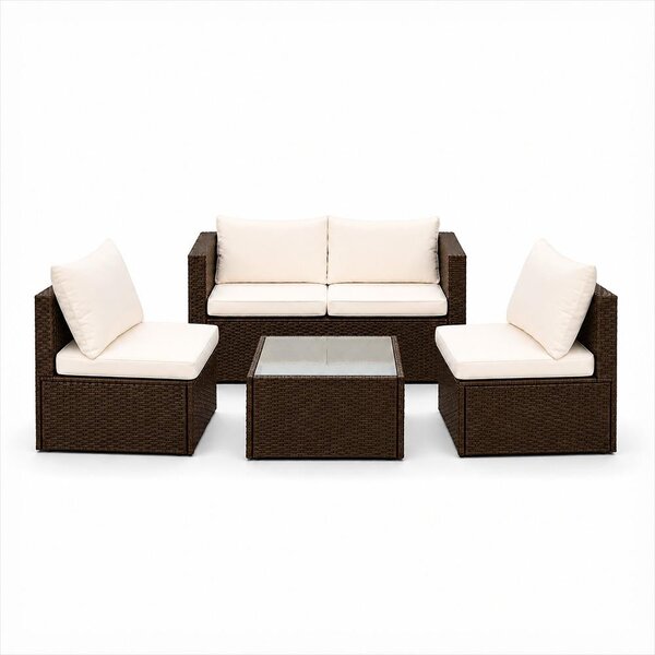 Set mobilier de grădină din ratan Avenberg PRAIA maro/bej