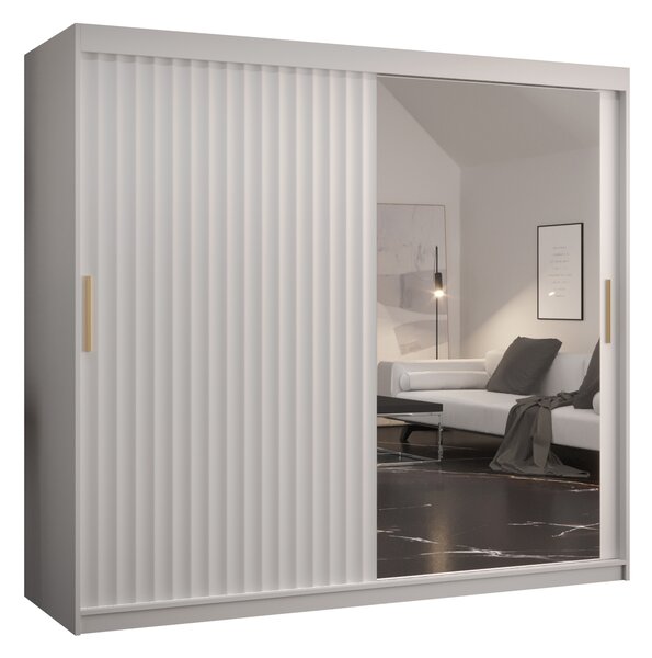 Dulap de haine cu oglindă 200 cm Riana Wa 2 200 (alb). 1063497