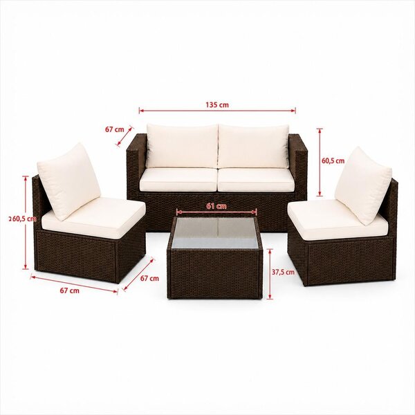 Set mobilier de grădină din ratan Avenberg PRAIA maro/bej