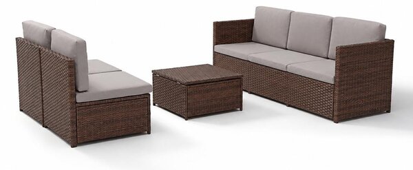 Set mobilier de grădină din ratan AVENBERG VIS maro/gri deschis