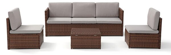Set mobilier de grădină din ratan AVENBERG VIS maro/gri deschis