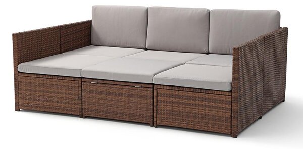 Set mobilier de grădină din ratan AVENBERG VIS maro/gri deschis