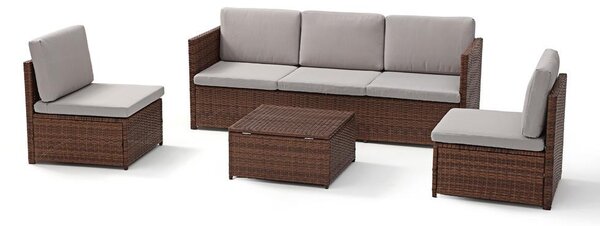 Set mobilier de grădină din ratan AVENBERG VIS maro/gri deschis