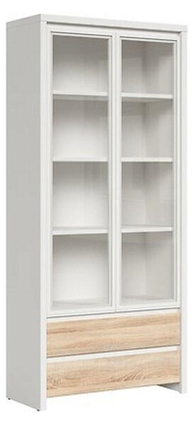 Vitrina KASPIAN, alb/stejar, PAL, 90x41x201 cm