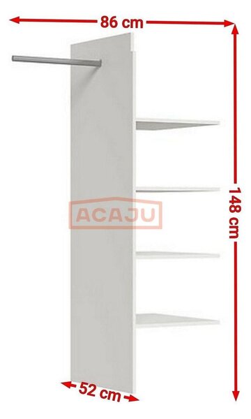Raft KASPIAN, alb, PAL/metal, 86x52x148 cm