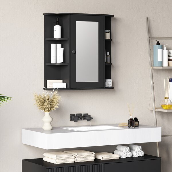 Homcom Dulapior Baie cu Oglinda – Lemn Alb 66×17×63 cm | Aosom Romania