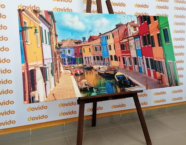 Tablou căsuțe pastel în orășel