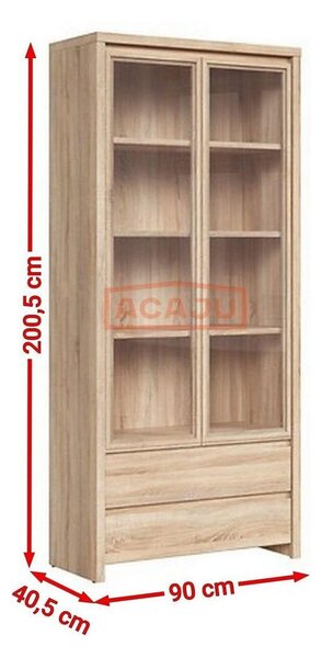 Vitrina KASPIAN, stejar sonoma, PAL, 90x41x201 cm