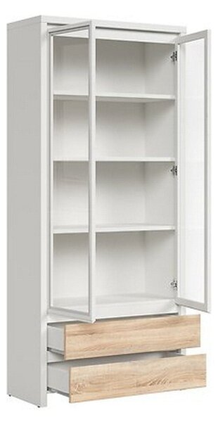 Vitrina KASPIAN, alb/stejar, PAL, 90x41x201 cm