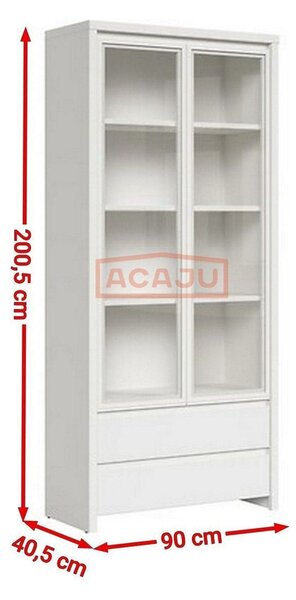 Vitrina KASPIAN, alb, PAL, 90x41x201 cm