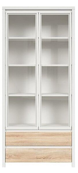 Vitrina KASPIAN, alb/stejar, PAL, 90x41x201 cm