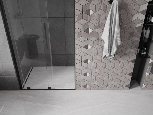 Mexen Velar L, usa de dus culisanta pentru deschidere 90 cm, sticla transparenta 8 mm, negru mat, 871-090-003-01-70