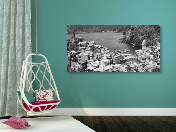 Tablou coasta Italiei alb-negru