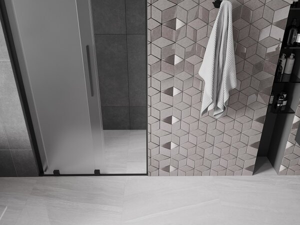 Mexen Velar L, usa de dus culisanta pana la deschidere 90 cm, sticla mat 8 mm, negru mat, 871-090-003-31-66