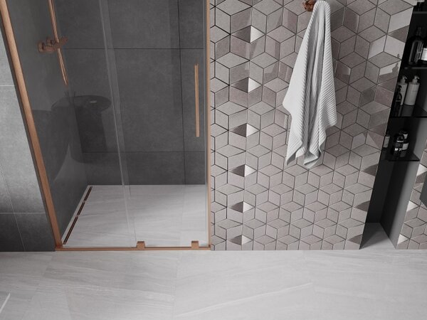 Mexen Velar L, usa de dus culisanta pentru deschidere 90 cm, sticla transparenta 8 mm, cupru mat, 871-090-003-01-65