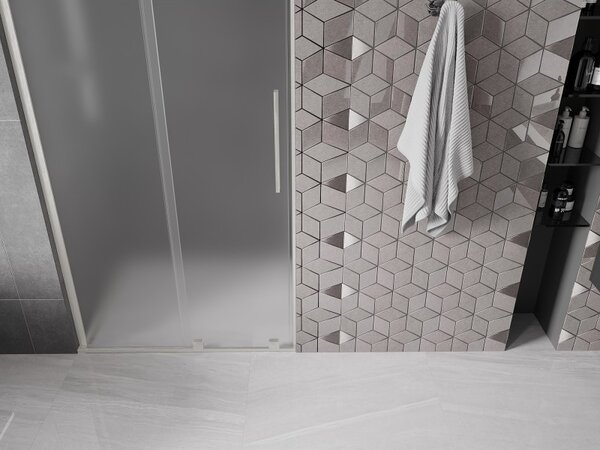 Mexen Velar L, ușă de duș glisantă până la deschidere 90 cm, sticlă mată de 8 mm, oțel periat, 871-090-003-31-97
