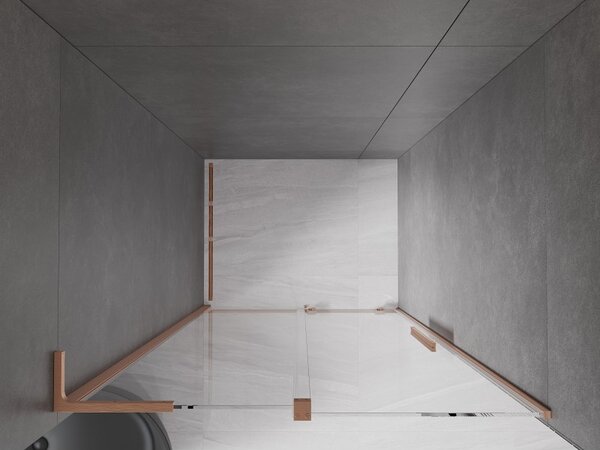 Mexen Velar L, usa de dus culisanta pentru deschidere 90 cm, sticla transparenta 8 mm, cupru mat, 871-090-003-01-65