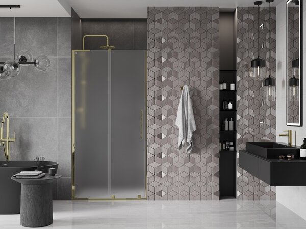 Mexen Velar L, usa de dus culisanta pentru deschidere 100 cm, sticla mat 8 mm, auriu lucios, 871-100-003-31-50
